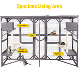 AIVITUVIN Catio Outdoor Cat Enclosure with Scratching Posts Large Wooden Cat House Playground Wall-Mounted Window Box Weatherproof Roof Aivituvin