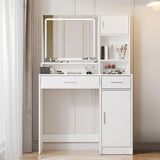MIRROTOWEL Vanity Desk with Mirror and LED Light Strip,Dressing Table with Large Drawer, 3 Level Storage Dresser & 3 Lighting Modes Adjustable Brightness, Suitable for Bedroom MIRROTOWEL