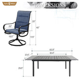 Sophia & William Outdoor Patio Dining Set 9 Pieces, 8 x Textilene Swivel Patio Chairs with Padded and 1 Extendable Dining Table for 6-8, Outdoor Table and Chair Set for Lawn Garden (Blue) Sophia & William