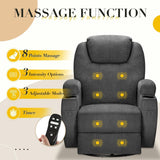 Recliner Chair, 360° Swivel Rocker Chair for Adults, Rocking Recliner Chair with Massage, Comfy Single Sofa with Side Pockets Cup Holders for Living Room, Bedroom, Nursery (Fabric, Dark Gray) Furmax