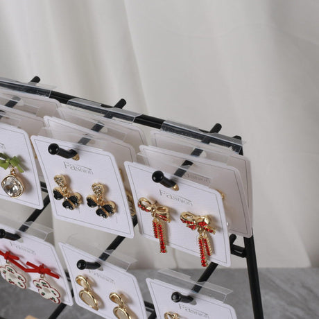 shidaishiye Earring Display Stand for Selling, Wood Earring Rack Tower Display Holder Stand (3 Tier,15 Hooks, Black) shidaishiye