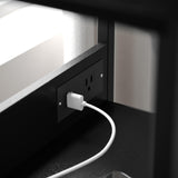 Flash Furniture Sodano 3 Nightstand with Charging Station, 2 USB Ports and 1 Outlet, Metal, Engineered Wood Top, Handles, Set of 1, Charcoal Drawers/Black Frame Flash Furniture