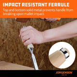 Jorgensen 4-Piece Wood Chisel Set, Chromium Alloy Steel Beveled Edge Wood Chisels, Wood Chisels for Woodworking, Ergonomic Hardwood Handle with Metal Ferrule, 1/4", 1/2", 3/4", 1" Jorgensen