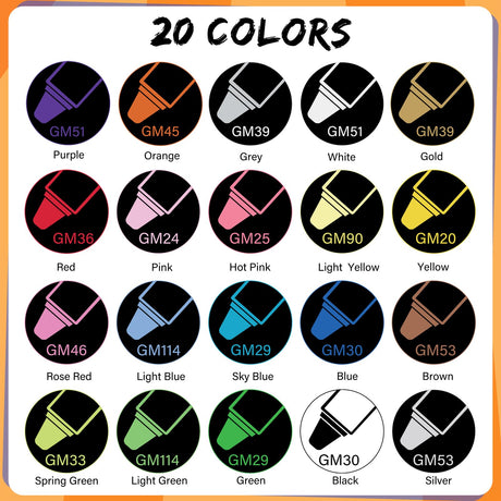 Acrylic Paint Pens Markers, 20 Colors Dual Tips Waterproof Paint Markers For Rock Painting, Fabric, Metal, Glass, Wood, Canvas, Ceramic, Plastic, Non-Toxic & Odor, Premium Art And DIY Craft Supplies Droaful