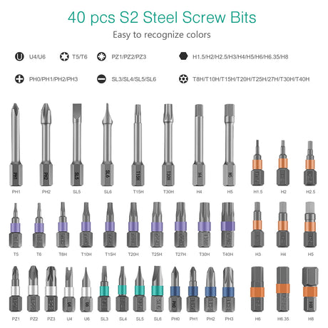 ORIA Ratchet Screwdriver Set, 42 in 1 Magnetic Repair Tool Kit with Rotatable Ratchet Handle, 40 PCS Magnetic Precision Bits, Storage Case for Home Appliances ORIA