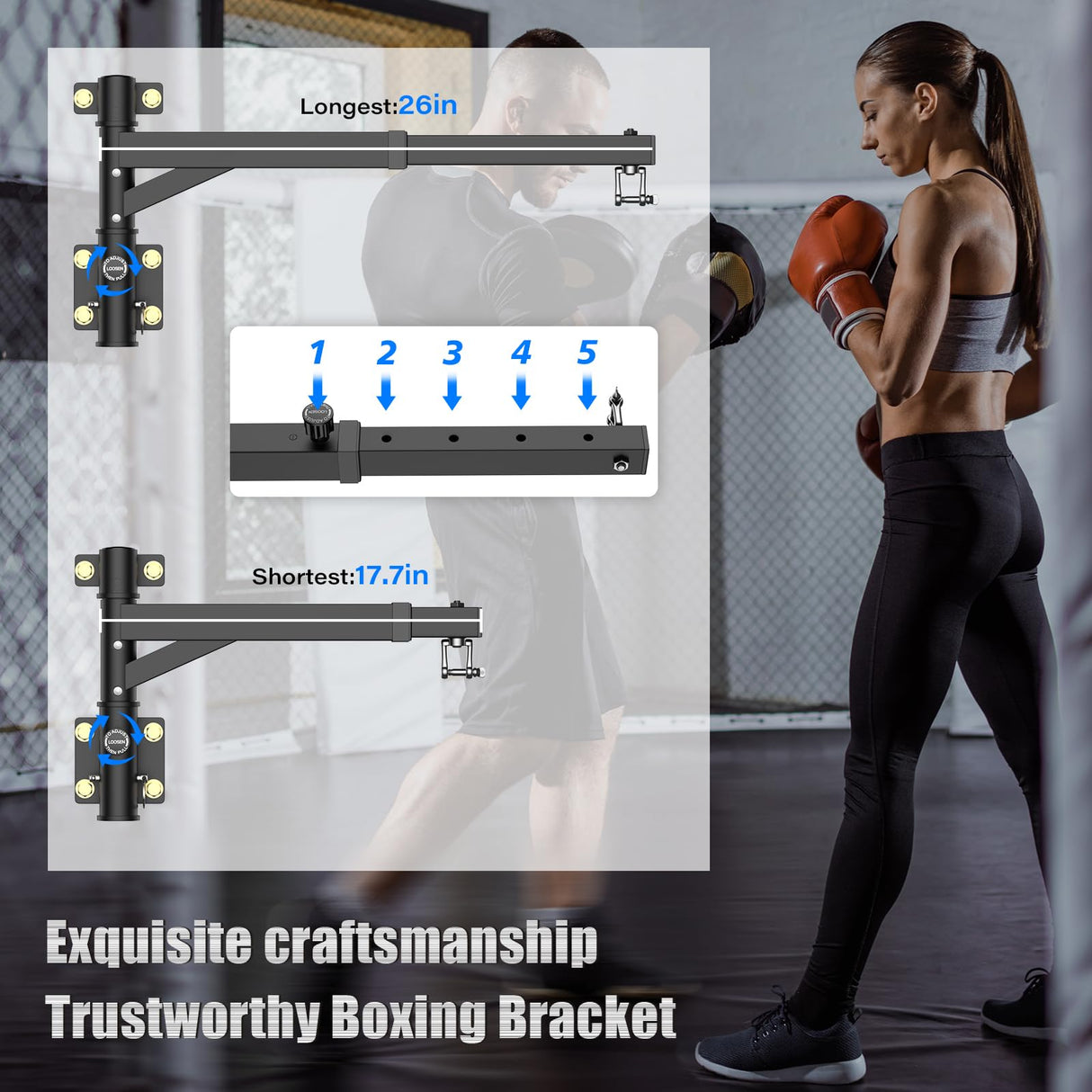 Heavy Bag Hanger - Wall Mount Punching Bag Hanger, Adjustable Heavy-Duty Boxing Bag Wall Bracket, Punching Bag Mount Stand for Home or Gym, for Kickboxing Bag, Muay Thai Bag,Etc (Supports up to 800Ib) BaiYuan