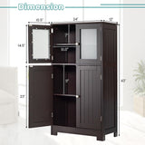 COSTWAY Brown Wooden Bathroom Storage Cabinet with Adjustable Shelf and Doors COSTWAY