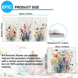 JBER Art Acoustic Panels, 6 Pack Self-Adhesive Large Wall Art Paintings for Wall Decoration, Sound Absorbing Panels for Recording Studio, Living room, Bathroom, 47.2" x 27" (Wild Flowers) JBER