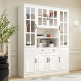 Homsee Elegant Tall Bookcase with Glass Doors, 15 Compartments & Storage Drawers in White Homsee