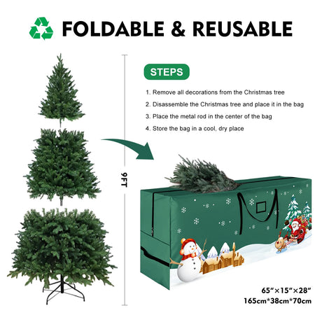 ABXMAS Christmas Tree Storage Bag - Fits Up 9 Ft Tall Artificial Trees, Durable 600D Oxford Green ABXMAS