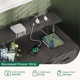 Huuger 47 inch Computer Desk with 4 Drawers, Gaming Desk with LED Lights & Power Outlets, Home Office Desk with Large Storage Space for Bedroom, Work from Home, Black Huuger