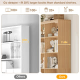 FINETONES 71" Tall Bookshelf with 4 Drawers, 6-Tier Double Wide Bookshelves and Bookcases with Storage, Natural Bookshelf Large Open Bookshelves Standing Book Cabinet for Home Office FINETONES