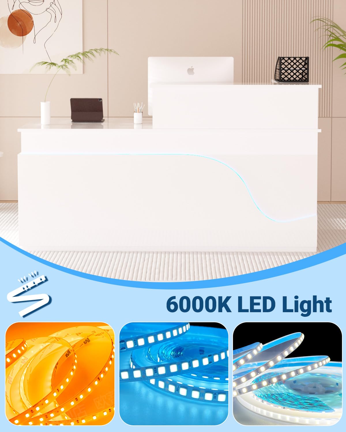 Gguileb Reception Desk with Counter, Solid Wood Modern Front Desk Reception Counter, Retail Checkout Counter for Office, Salon, Lobby, Checkout Gguileb