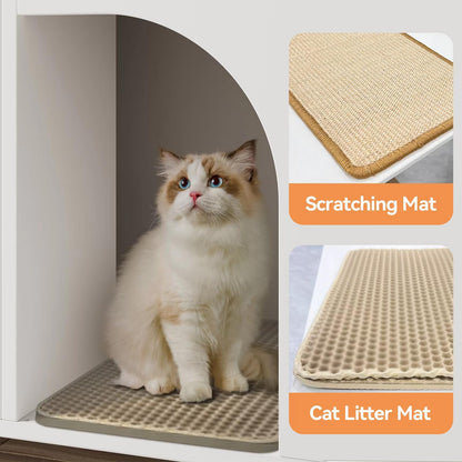 ETHLOMOER Cat Litter Box Enclosure,Hidden Litter Box Furniture with Scratching Mat&Litter Mat,Wooden Cat House as Side End Table Nightstand,Storage Cabinet,Large Modern Litter Box Cabinet,Whi - WoodArtSupply