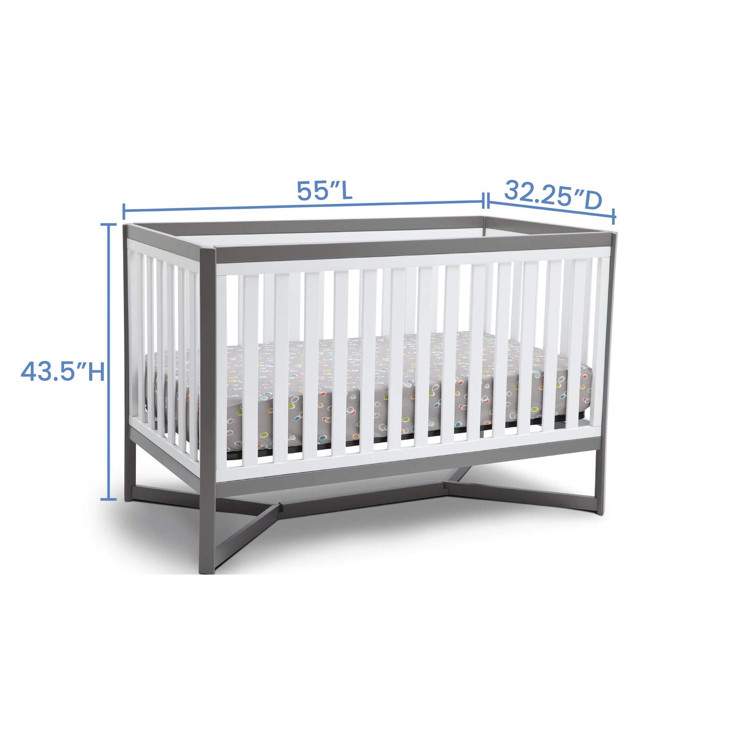 Delta Children Tribeca 4-in-1 Convertible Crib, White/Grey