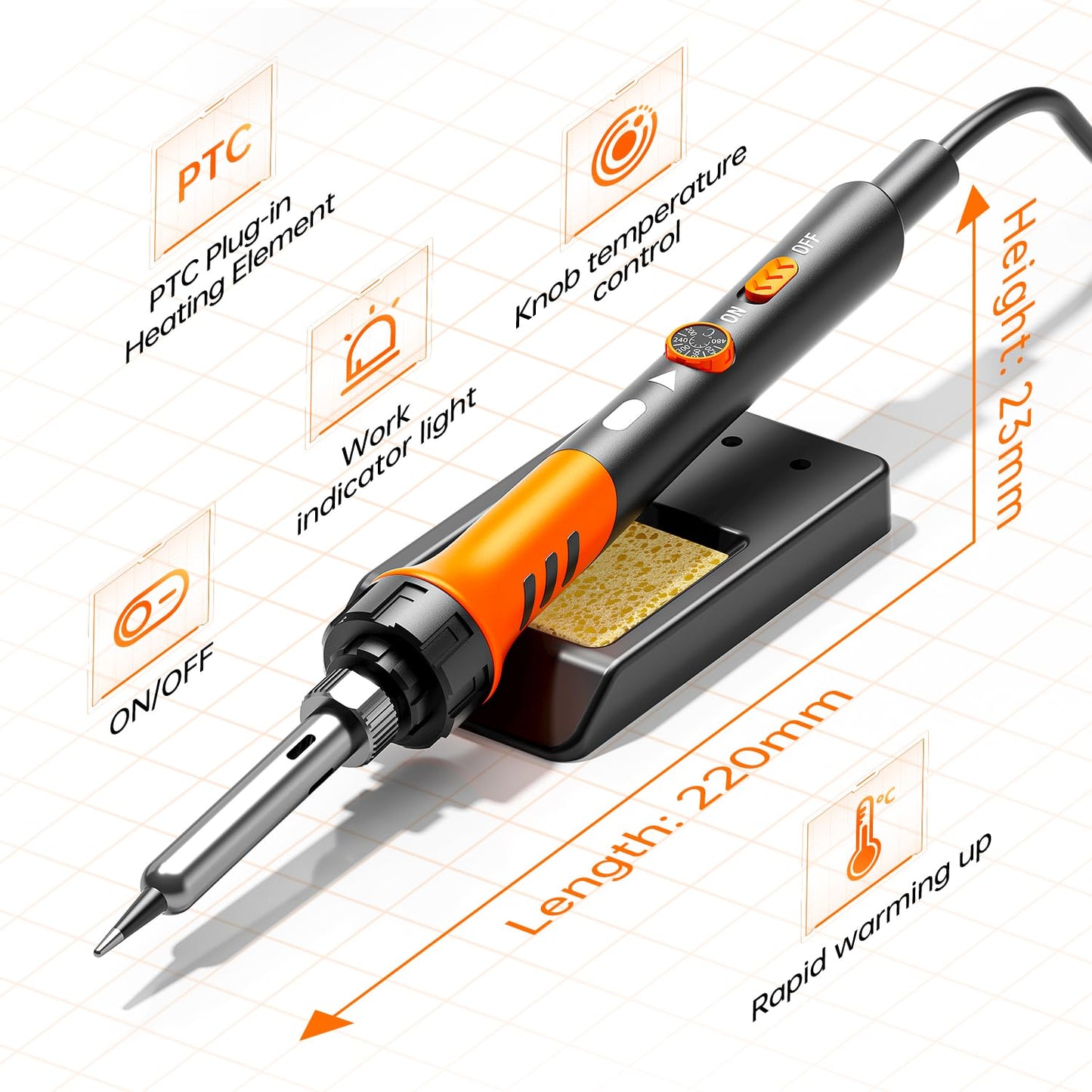 60W Adjustable Temperature Soldering Iron Kit - 9-in-1 With 5 Tips, Solder Wire Stand for Soldering and Repair