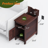 WLIVE End Table with Charging Station, Side Table with USB Ports and Outlets, Narrow Side Table for Small Spaces, Living Room, Couch, Nightstand with Storage, Espresso WLIVE
