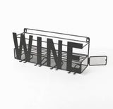 SODUKU Wall Mounted Metal Wine Rack - Wine Rack Wall Mount Wine Bottle Holder 4 Long Stem Glass Holder & Wine Cork Storage Wine SODUKU