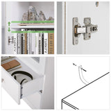 YIGOBUY White Bookcase with Glass Doors 4-Tier Tall Bookshelf with Cabinet and Drawers Wood Curio Storage Cabinets Wide 4 Cube Storage Organizer for Living Room Bedroom Bathroom Office Kitchen YIGOBUY