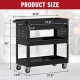 Granper 3 Tier Rolling Storage Cart, Heavy Duty Utility Industrial Service Cart on Wheels, Metal Tool Cart with Locked Drawers, Ideal for Garage, Warehouse and Repair Shop（Black） Granper