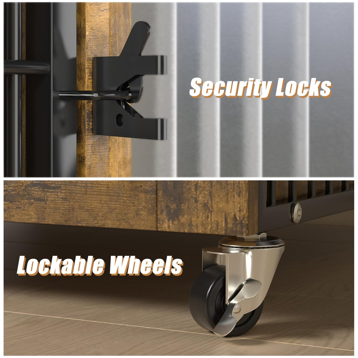 VENDORZ Dog Crate Furniture, 38 Inch Heavy Duty Large Dog Kennel, Brown, Space Saving, Indoor, Large Dog Crate VENDORZ