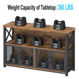 Rustic Brown Industrial Coffee Bar Cabinet with Wine Rack and Ample Storage LVB