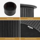 mopio Quin Round Fluted Coffee Table, Tambour Circle Living Room Table, Mid Century Modern Wood Coffee Table with Storage, Drum Center Table with Removable Lid, Accent Tea Table (Black) mopio