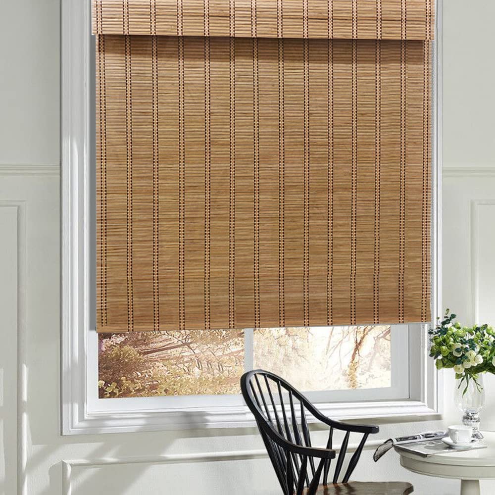 LANTIME Wood Window Roman Shades, Lined Blackout Bamboo Roman Shades Blinds, Easy Installation for Home and Garden, Pattern 1 LANTIME