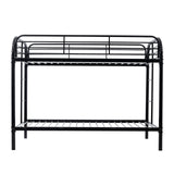 Flolinda Metal Bunk Bed Twin Over Twin, Heavy Duty Bunk Beds with 2 Ladders and 11.8" Full-Length Guardrail, Space-Saving Bunk Bed with Storage, No Box Spring Needed, Easy Assemble, Black Flolinda