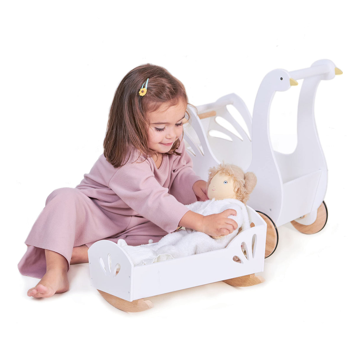 Tender Leaf Toys - Sweet Dreams Dolly Bed - Wooden Baby Doll Rocking Cradle with Bedding and Accessories - Encourages Love and Nurturing Play for Boys and Girls - Age 18m+ Tender Leaf Toys