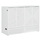 Merax Full Size Murphy Bed Cabinet with USB Charging Station and Large Storage Drawer, Pull Out Foldable Murphy Chest Bed for Apartments, Bedrooms, Studio, No Spring Box Needed, White Merax