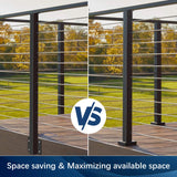 Gyykzz Side Mount Cable Railing Post 36" (Post Body 44"), Level Drilled Space-Saving Rail Post with 11 Holes, Stainless Steel Fascia Mount Cable Railing Kit System, Black Indoor Outdoor Deck Post Gyykzz