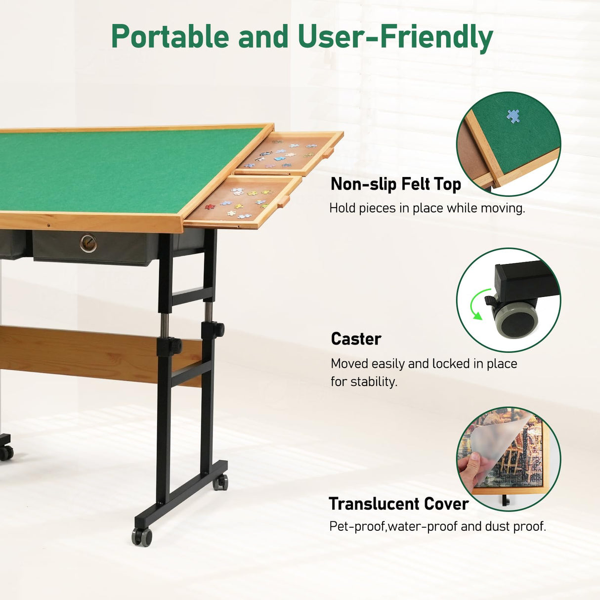 ALL4JIG 1500 Piece Adjustable Jigsaw Puzzle board for Adults, 35.4"x26.4" Multi-Functional Puzzle Board with 4+2 Drawers & Protective Cover, 45-Degree Any-Angle Tilt for Work, Exercise & Leisure ALL4JIG