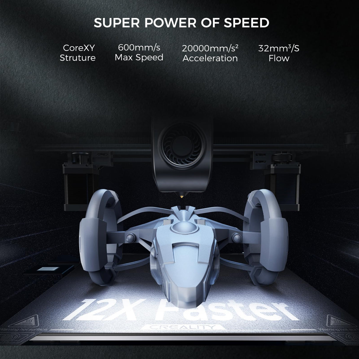 Creality K1 MAX 3D Printer Upgrade with 600mm/s Printing Speed 300°C High-Temperature Nozzle Direct Extruder Hands-Free Auto Leveling Dual Z Axes Stable Cube Frame 11.81x11.81x11.81inch Creality