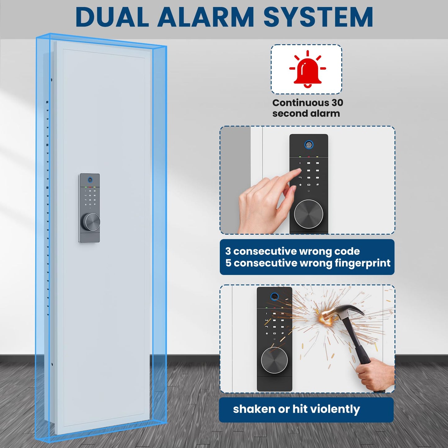 53.15" Tall Wall Safe Between the Studs 16" Centers, Hidden Wall Safes With Removable shelfs and Adjustable Gun Rack, Biometric Wall Gun Safe for Home Rifle, Cash, Jewelry, Documents - White