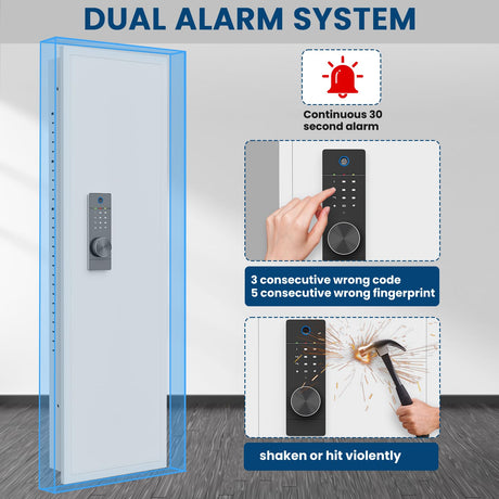 53.15" Tall Wall Safe Between the Studs 16" Centers, Hidden Wall Safes With Removable shelfs and Adjustable Gun Rack, Biometric Wall Gun Safe for Home Rifle, Cash, Jewelry, Documents - White ZenithZest