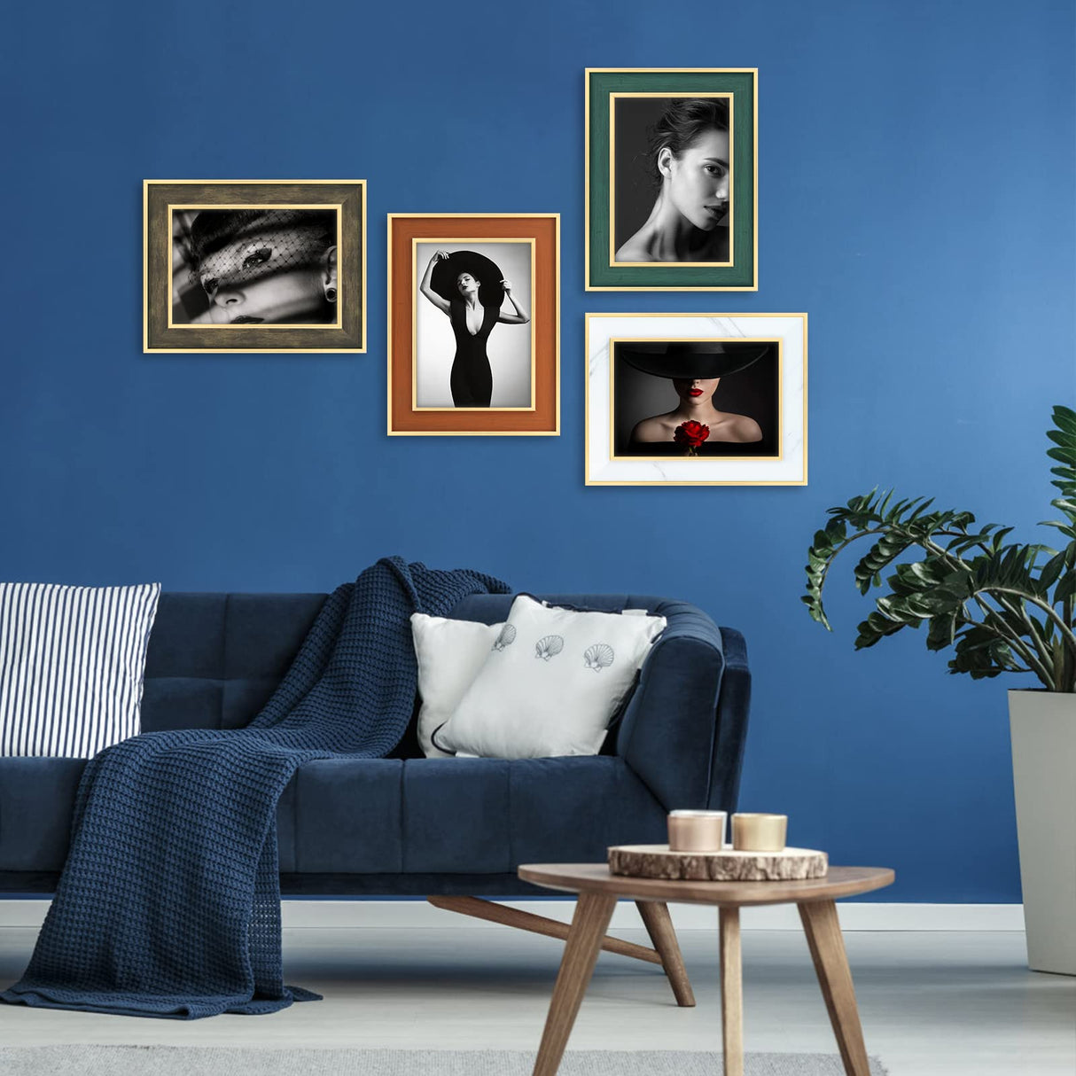 XUANLUO 4x6 inch Picture Frames Set of 4 Modern Style Frame with High Definition Tempered Glass Colorful Decotative Photo Frames for Wall Mount and Tabletop Display Family Wedding Gift XUANLUO