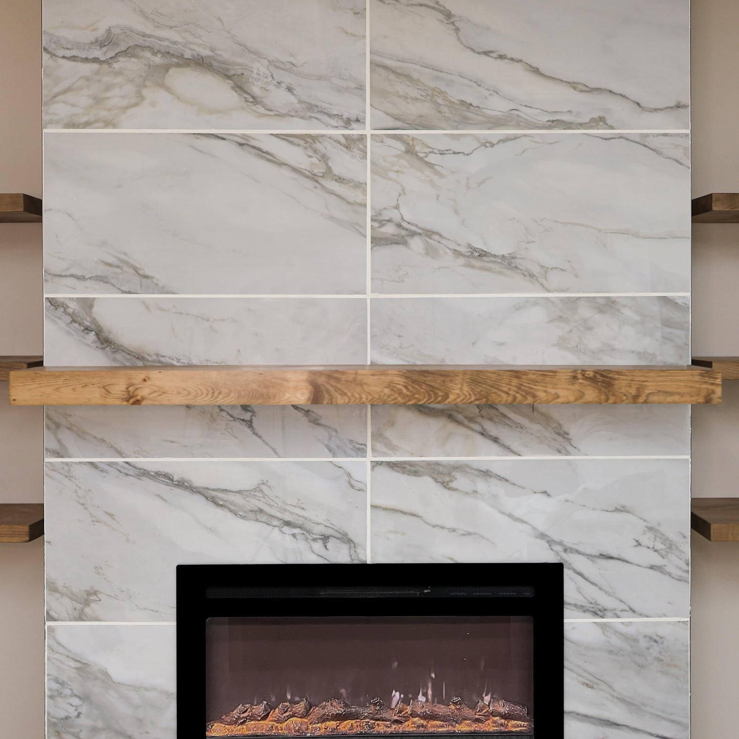 Modern Fireplace Mantel, Contemporary, Floating Mantle, Shelf, Hand Crafted, URBANDI (Aged Oak, 60Lx3Hx8D)