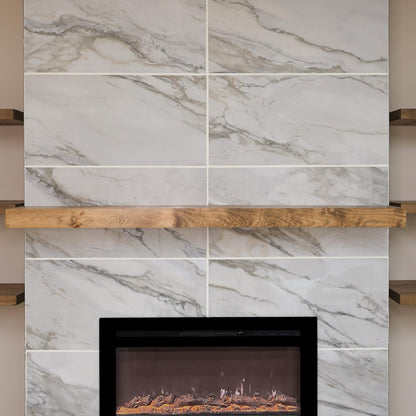 Modern Fireplace Mantel, Contemporary, Floating Mantle, Shelf, Hand Crafted, URBANDI (Aged Oak, 60Lx3Hx8D)