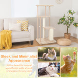 Tangkula Wooden Cat Tree, 50 Inch Tall Cat Tower with Solid Oak & Beech Wood Frame, Scratching Posts & Board, Perch, Pompom Ball, Cat Activity Center, Modern Cat Tree for Indoor Cats Large Adult Tangkula