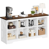 YITAHOME 8 Cube Storage Organizer Bookshelf, Horizontal Bookshelf Farmhouse Cubby Bookcase for Living Room, Bedroom, Home Office, White YITAHOME