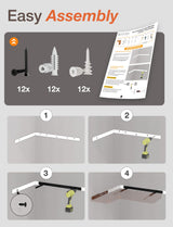 BATODA Acacia Wood Corner Floating Shelves 17" x 12"– Corner Shelf Wall Mounted - Floating Corner Shelves for Wall - Brackets and Shelving Hardware Included for Kitchen, Living Room, Bathroom (Set 2) BATODA