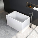 43" Acrylic Freestanding Bathtubs, Square Shaped Japanese Soaking Tub, Stand Alone Tubs W/Pop-UP Chrome Drain, Slotted Overflow, cUPC Certified (Without Seat) EZONTEQ