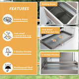 Magazoopet 79“L Chicken Coop and Run, 2 Story Backyard Hen House with Nesting Box, Poultry Cage for 1-3 Chickens Ducks Rabbits with Removable Tray, Ramp and UV-Resistant Roof Panel Magazoopet
