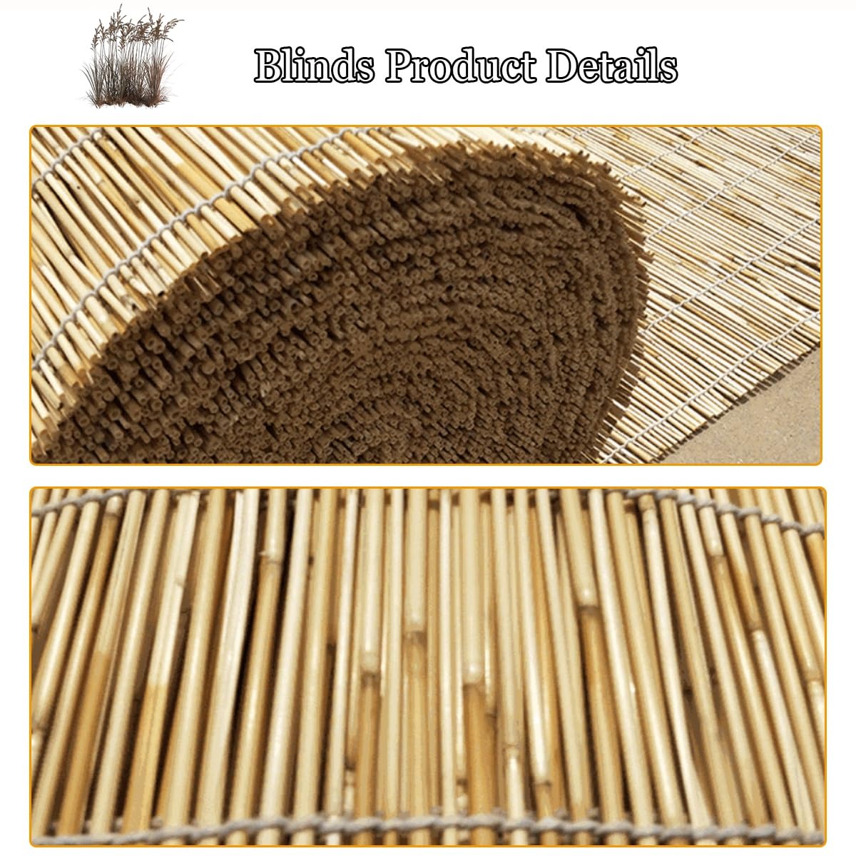 Bamboo Roller Shade Blinds 10'' 22'' 25'' 36'' 38'' 42'' 45'' Wide Cordless Bamboo Blinds Hand Woven roll up Shades for Window Porch Outdoor Patio(37''x60'') Generic