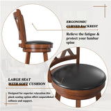 24" Counter Height Swivel Bar Stools - High Back Swivel Counter Stools with Upholstered Seat & Solid Wood Footrest, Counter Bar Chairs for Kitchen Island & Pub (Brown, Set of 2) Betterhood