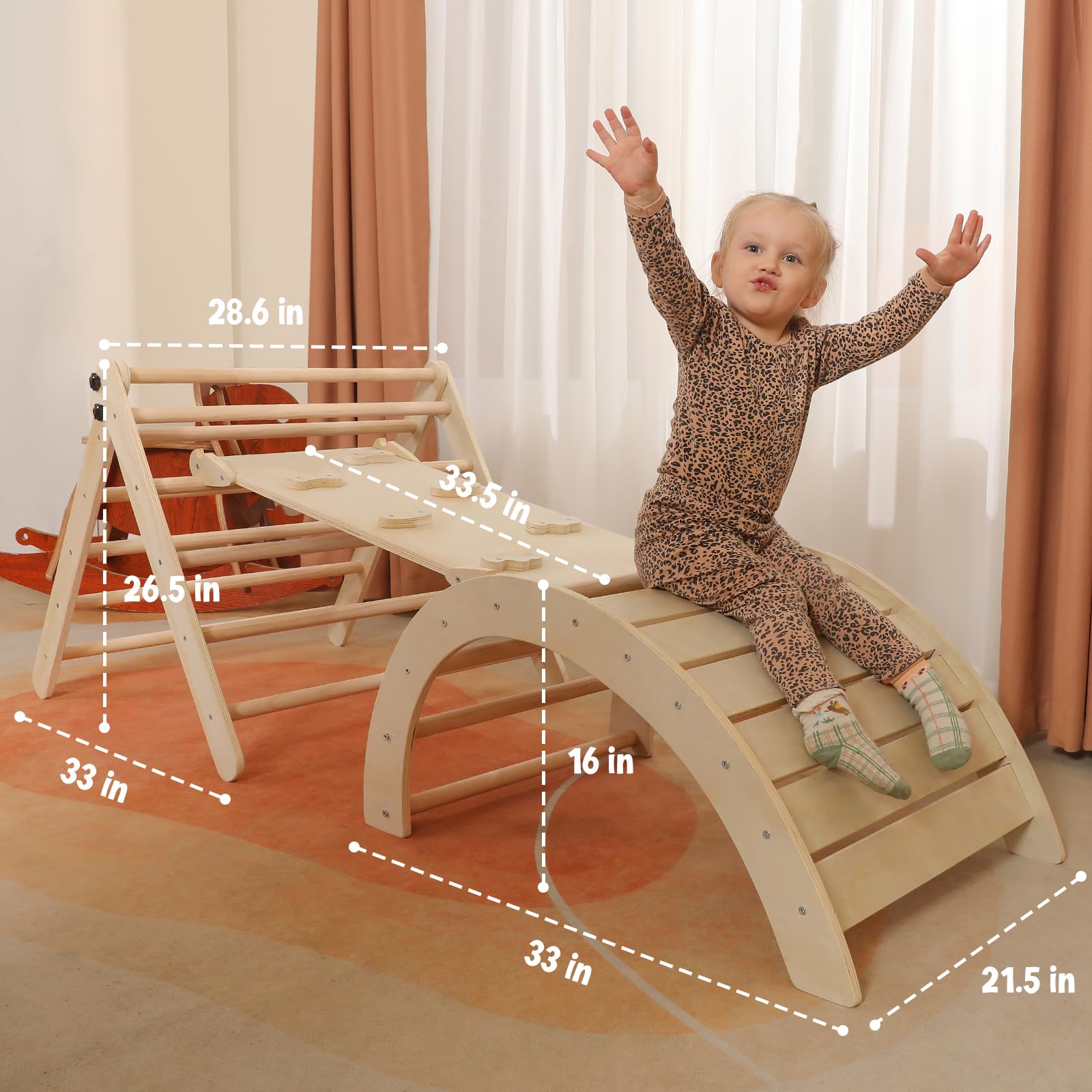 Climbing Ramp + Arch + Foldable Triangle, Montessori toddler on sale Climbing furniture, Baby Gym