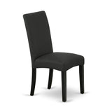 East West Furniture LGDR9-BLK-24 9 Piece Dining Room Set Includes a Rectangle Kitchen Table with Butterfly Leaf and 8 Black Color Linen Fabric Upholstered Chairs, 42x84 Inch, Black East West Furniture