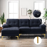EASELAND 82" L-Shape Sofa with Reversible Chaise Lounge, Convertible Sectional Sofa Couch, Chenille Modern Sofa Couch for Living Room, Apartment and Office, Removable Cover (Dark Blue) EASELAND