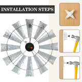 Wesiti 3 Pcs Metal Windmill Clock Large Farmhouse Wall Decor Clock 20 Inches Rustic county Wall Decor for Farmhouse Kitchen Living Room Bedroom Nursery Home Wesiti